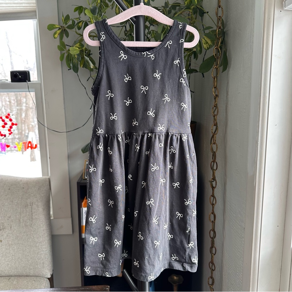 H&M Charming Gray Kids Dress with Bow Pattern